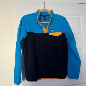 Patagonia Blue and Black Kids Sweatshirt with Yellow Accents